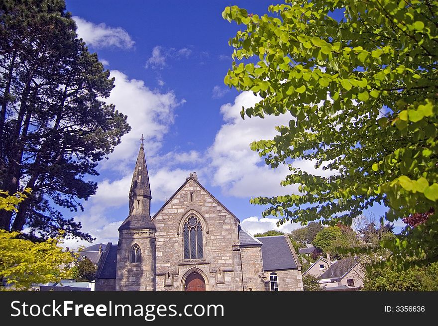 Scottish Church And Trees