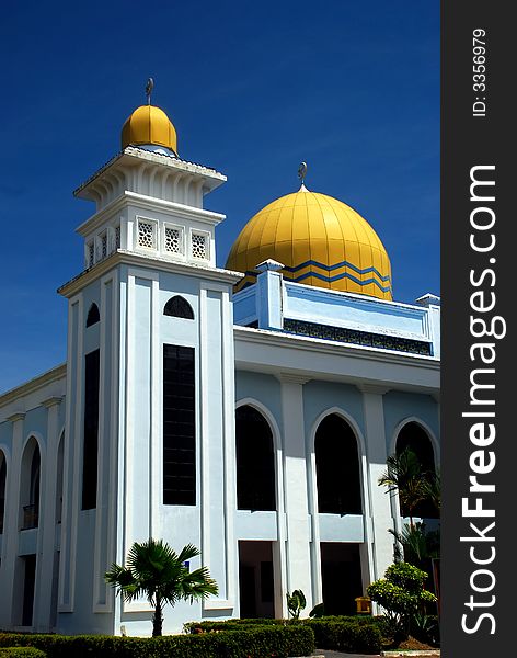 Beautiful mosque image on the blue sky background