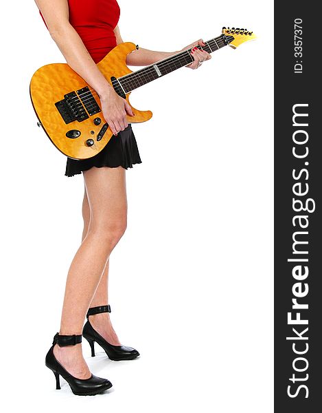 Girl With Guitar Showing Legs