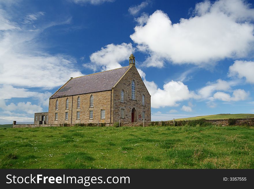 A traditional presbyterian parish church in Orkney in summer. A traditional presbyterian parish church in Orkney in summer