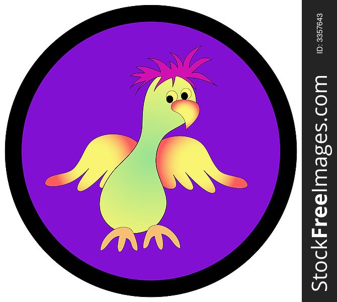 Colorful Round Bird Graphic.