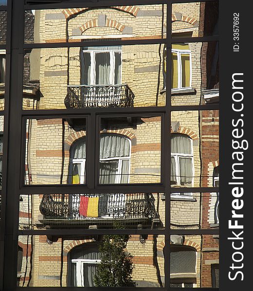 Mirror image of brussel real estate, belgium