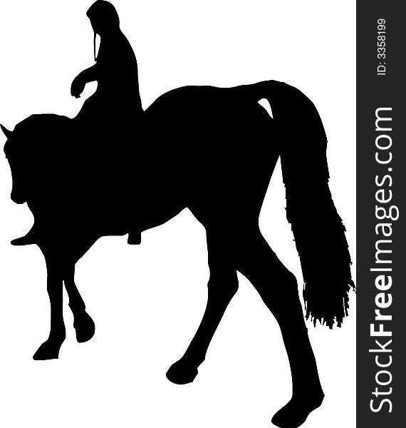 Illustration of a horse and jockey
