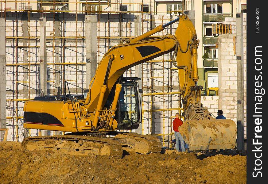 A digger on a building place