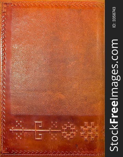 Leather cover from exercise book or notebook.