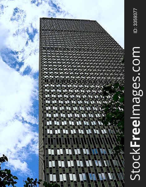 Dizzying image of tall skyscraper in downtown boston. Dizzying image of tall skyscraper in downtown boston