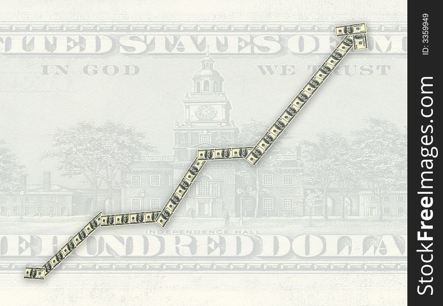 The Diagram painted into image of dollars. The Diagram painted into image of dollars