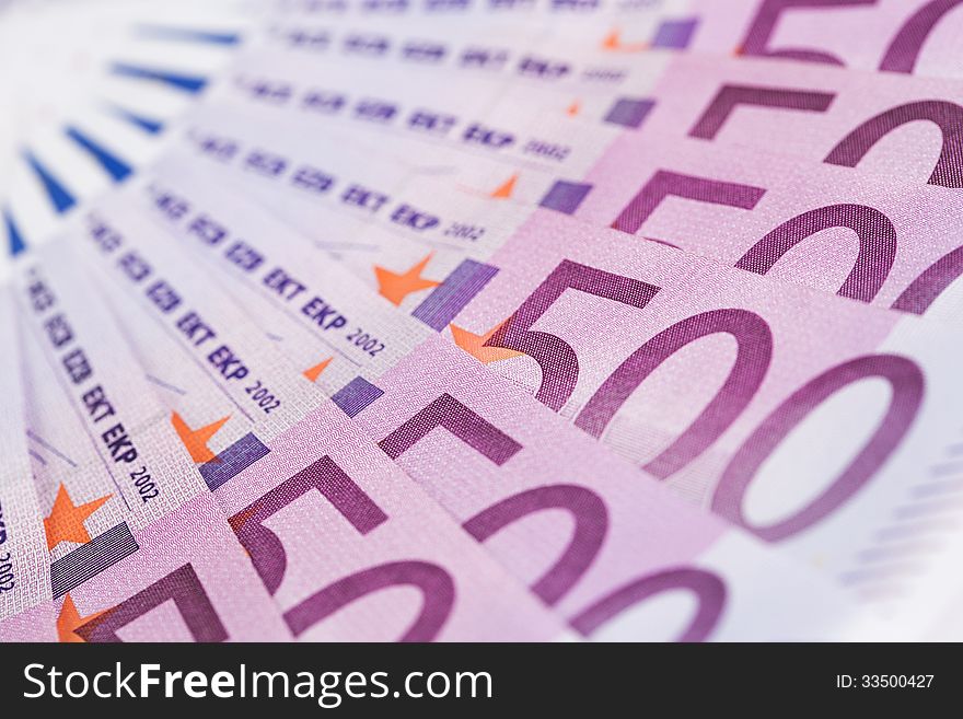 Close up of european paper currency with copy space. Close up of european paper currency with copy space