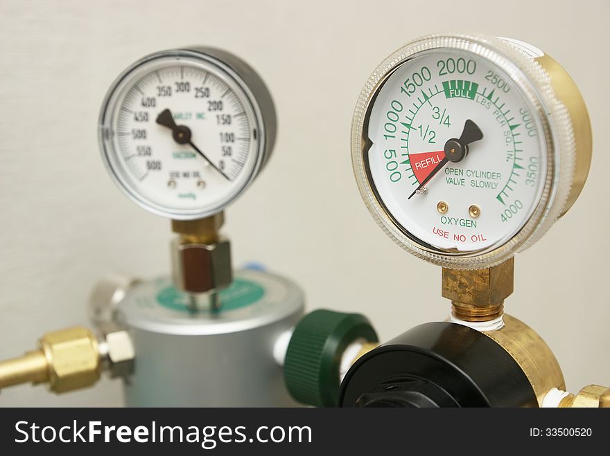 Oxygen in tank exhausted and indicated on gages to refill. Oxygen in tank exhausted and indicated on gages to refill