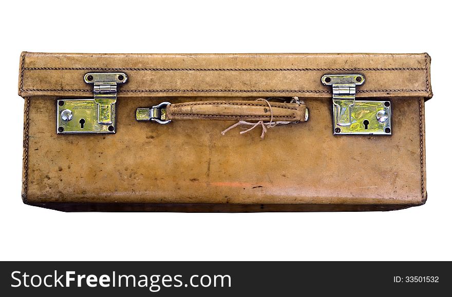 A Vintage Suitcase On A White Background