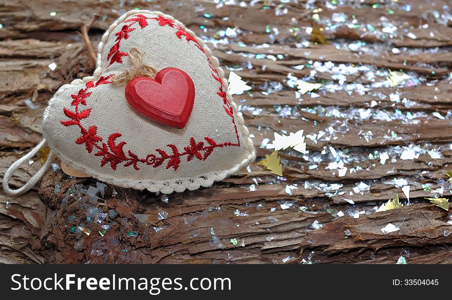 Christmas decoration with a heart shaped pillow