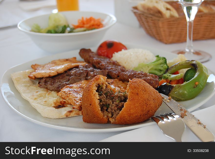 Traditional Turkish meal for lunch kebap