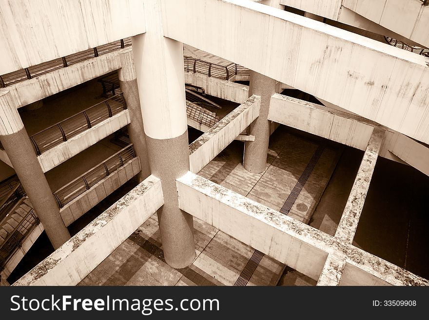 The interior structure design of parking lot. The interior structure design of parking lot