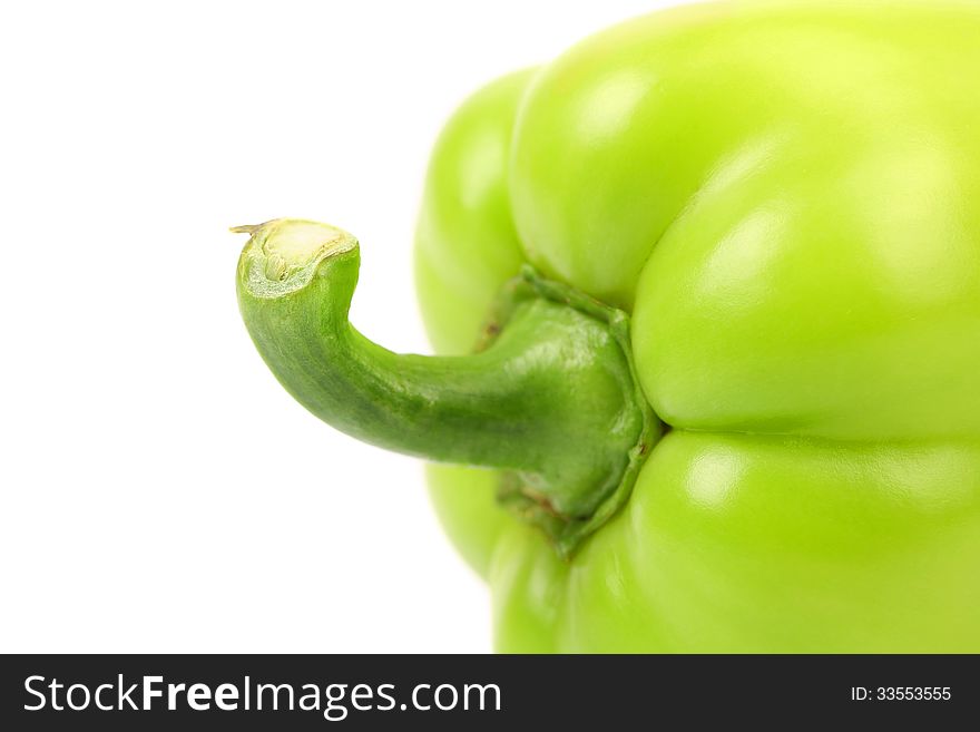 Tail of green pepper. Close up. Macro.