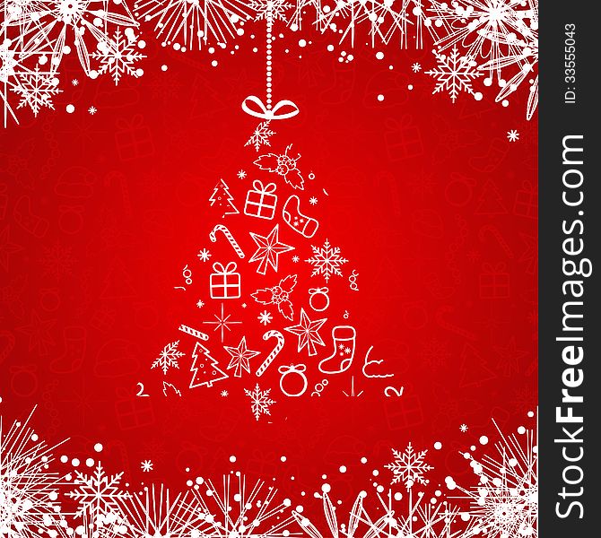 Red background with Christmas symbols. Vector illustration. Red background with Christmas symbols. Vector illustration.