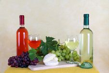 Wine, Cheese And Grapes Stock Photos Wine, Cheese And Grapes Stock Photos