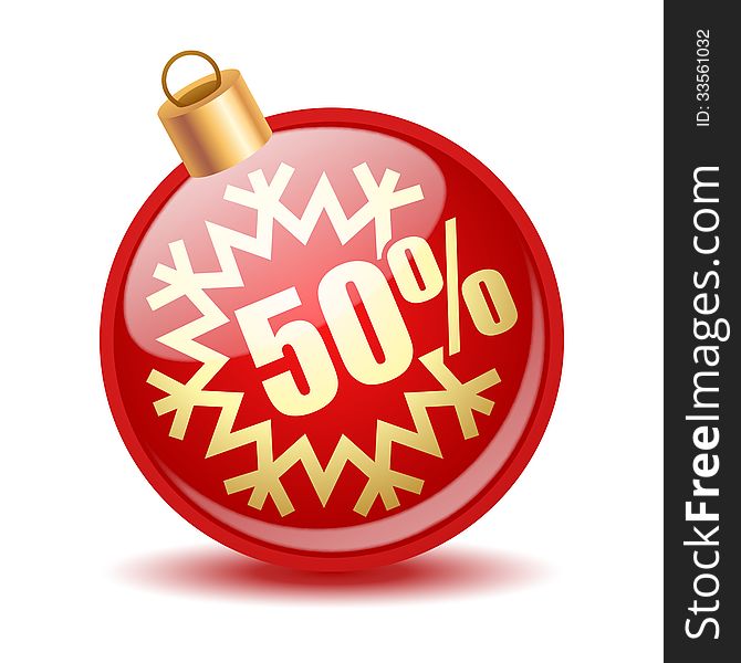 Vector christmas ball, sale concept