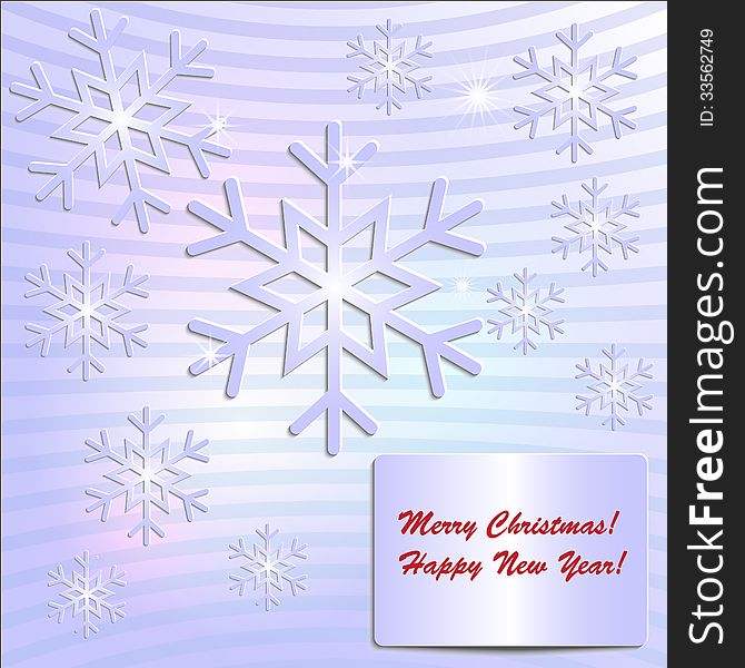 Christmas And New Year Vector Paper Card With SnowFlakes. Christmas And New Year Vector Paper Card With SnowFlakes