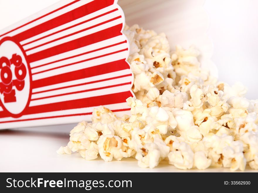 Isolated popcorn container over white. Isolated popcorn container over white