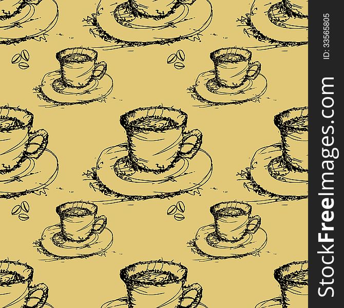 Seamless coffee pattern background vector