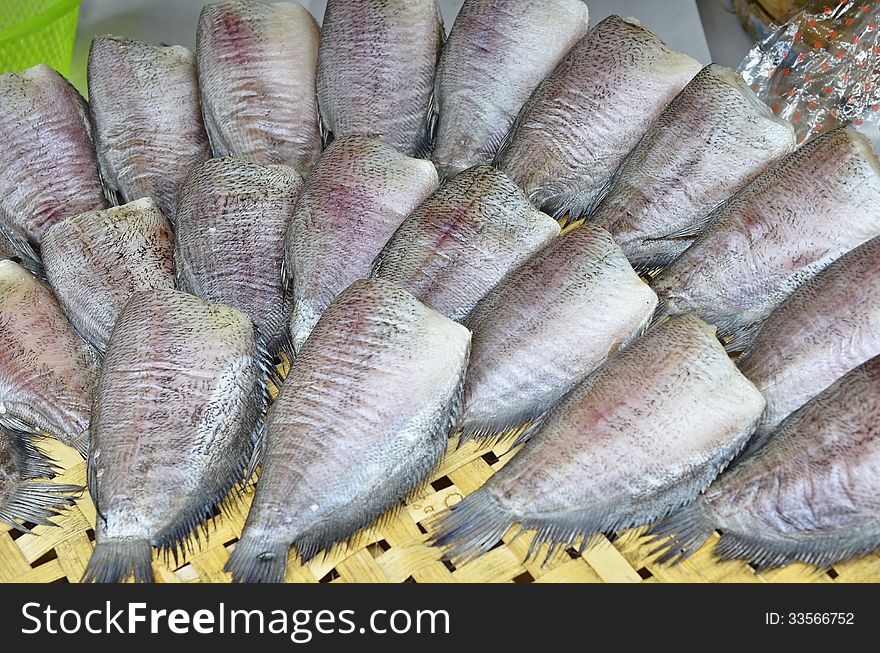 Salted fish dried sold in Thai market