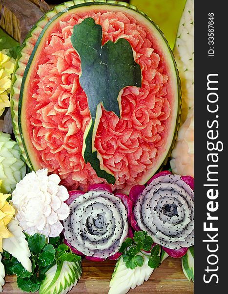 Carving fruits the art of Thailand