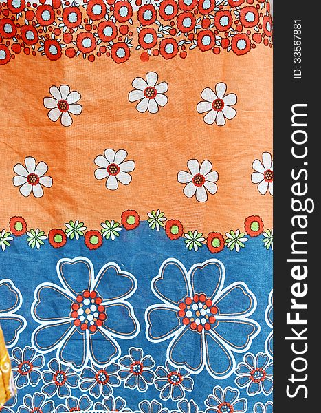 Flower printing on cloth fabric background