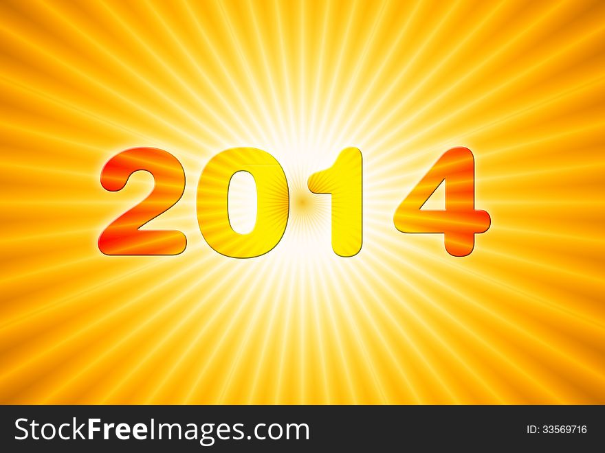 2014 New Year On Sun Background
