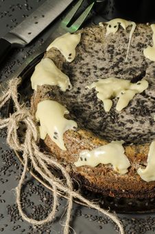 Cheesecake With Black Sesame Seeds On Halloween Stock Photo Cheesecake With Black Sesame Seeds On Halloween Stock Photo
