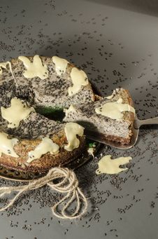 Cheesecake With Black Sesame Seeds On Halloween Stock Images