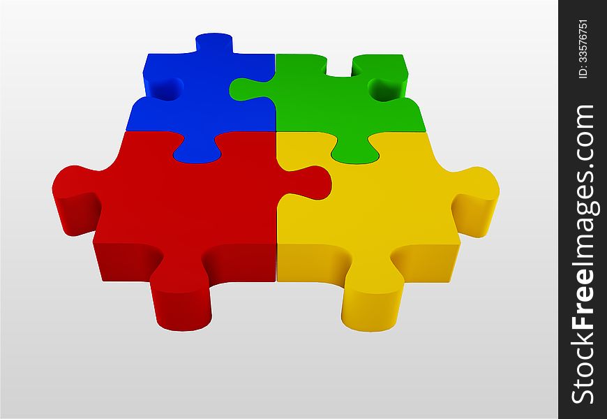 Glossy colourfull jigsaw on white. Glossy colourfull jigsaw on white