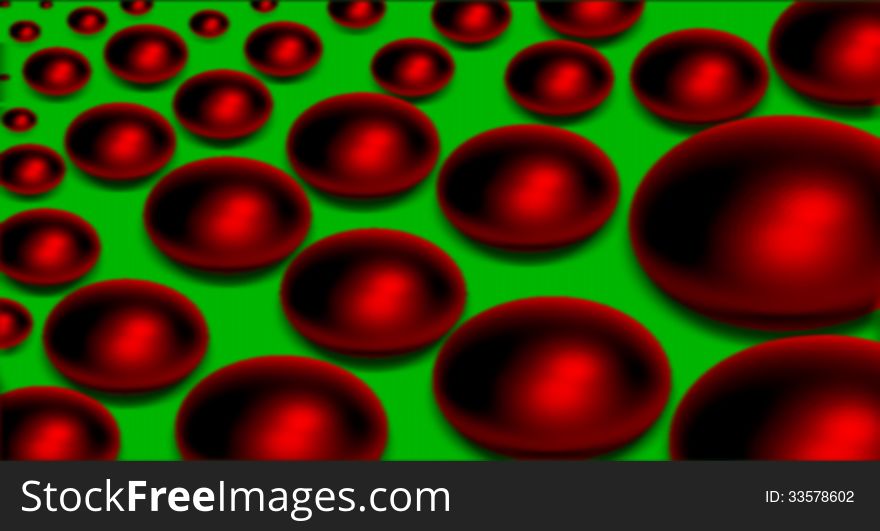 Green screen background with red balls. Green screen background with red balls