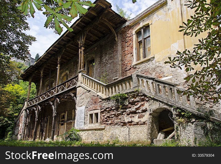 Ruins of an old house destroyed by time and neglect