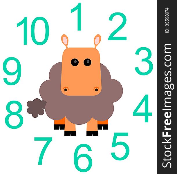 A sheep surrounded with numbers from one to ten. A sheep surrounded with numbers from one to ten