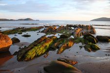 Rocks At Sunset In Irish Bay Royalty Free Stock Photos Rocks At Sunset In Irish Bay Royalty Free Stock Photos