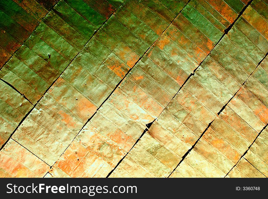 Closeup of rustic sheet metal suitable as an abstract background