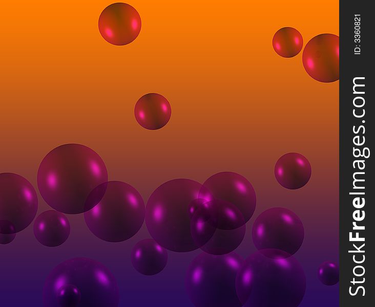 Purple metallic digital bubbles with orange background