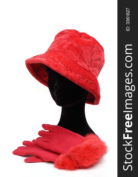 Stylish female gloves and cap