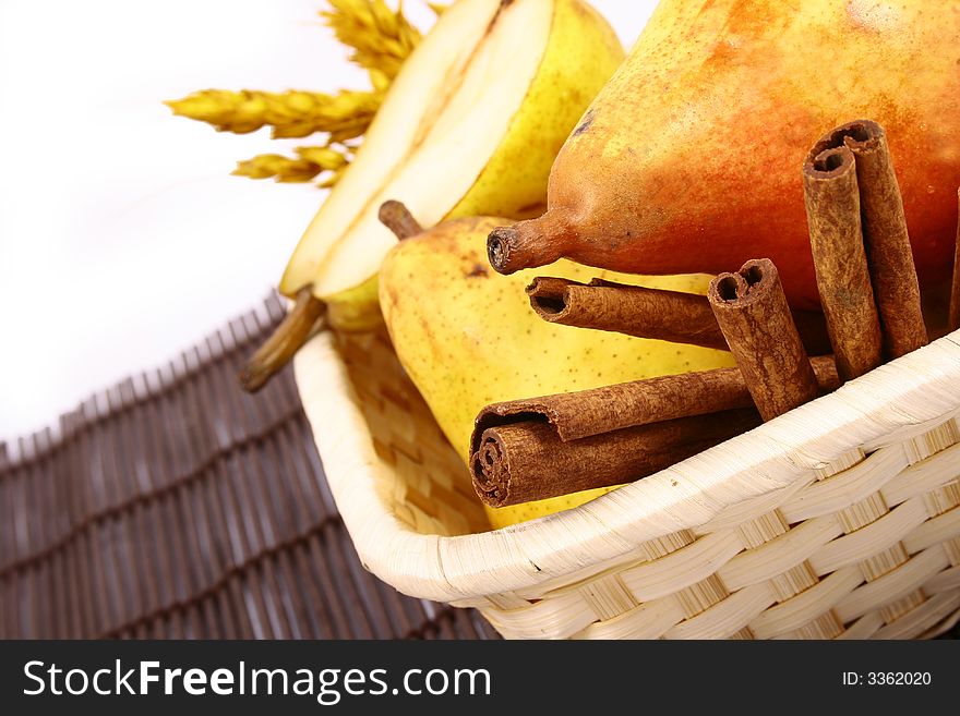 Pears on a white background-jam peach