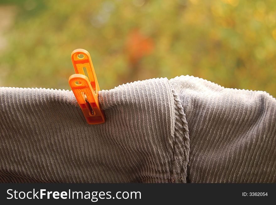 Yellow clip for the laundry