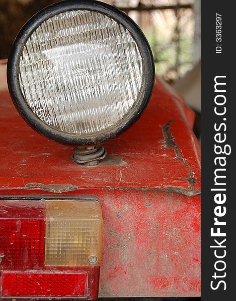 Light on the red tractor. Light on the red tractor