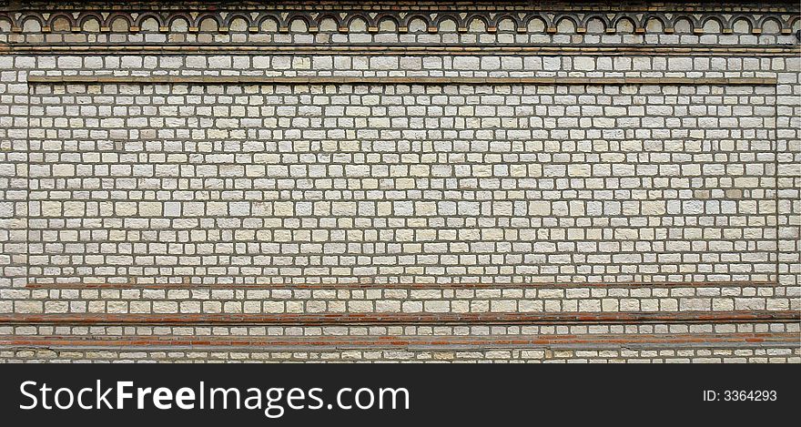 Wall made by white stones and brick. Wall made by white stones and brick