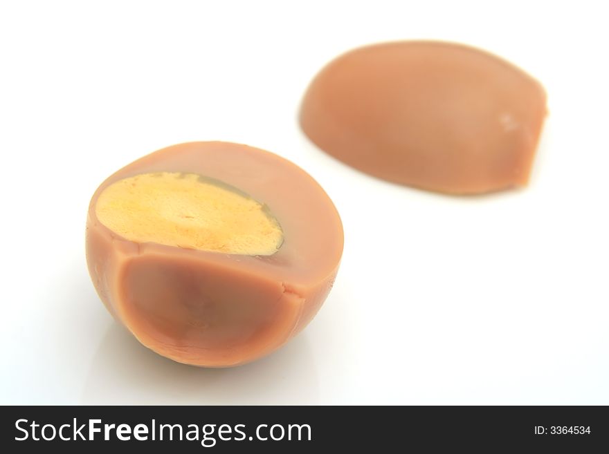 Baked egg, sliced into halfs