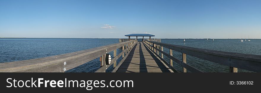 Panorama of wooden pier on Gulf of Mexico. Panorama of wooden pier on Gulf of Mexico