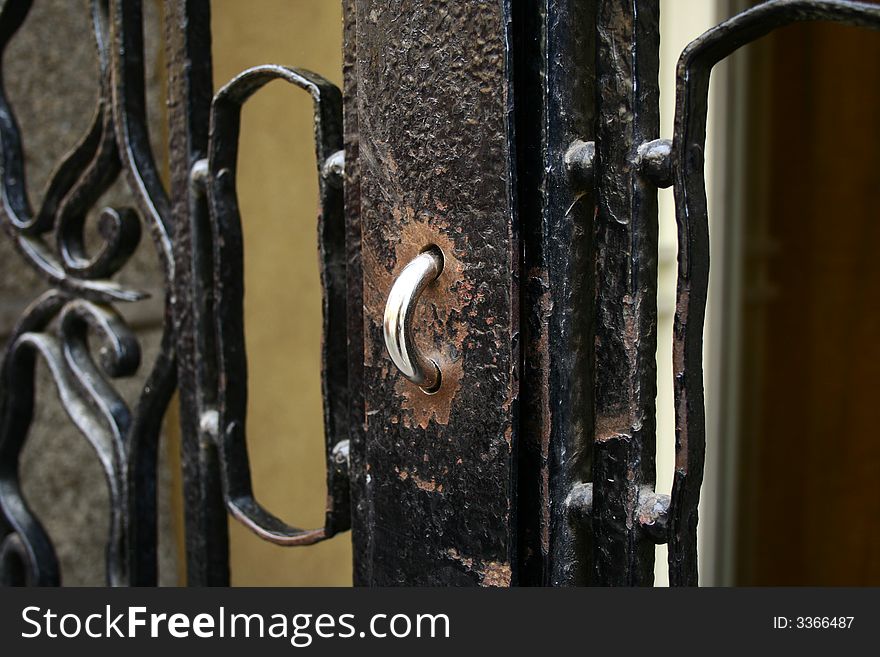 Metal door with lock hole and no lock. Metal door with lock hole and no lock