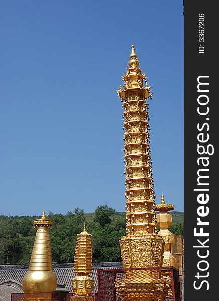 This is a tower in temple of buddhism. This is a tower in temple of buddhism.