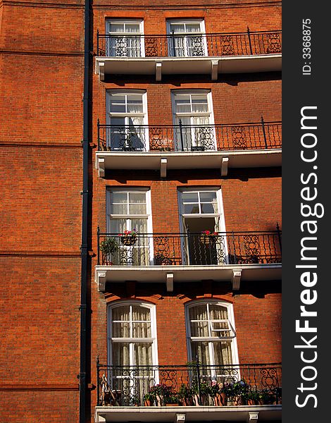 Detail of Victorian high rise apartments in central London. Detail of Victorian high rise apartments in central London