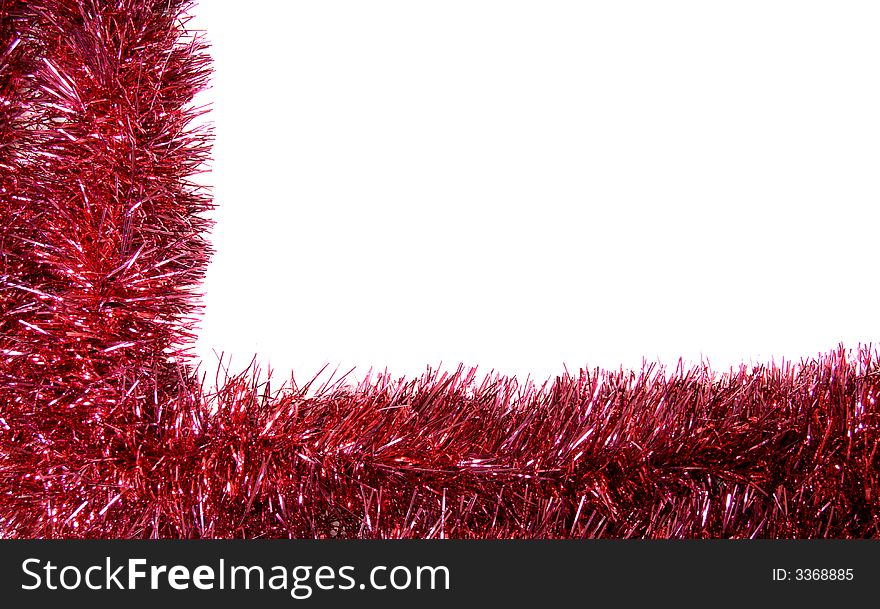 A right angle frame of red Christmas garland