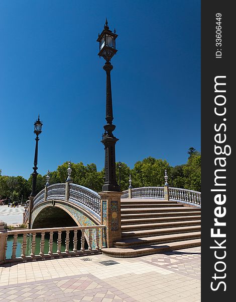 Ceramic bridge in Plaza de Espana in Sevilla, Andalusia, Spain. Ceramic bridge in Plaza de Espana in Sevilla, Andalusia, Spain