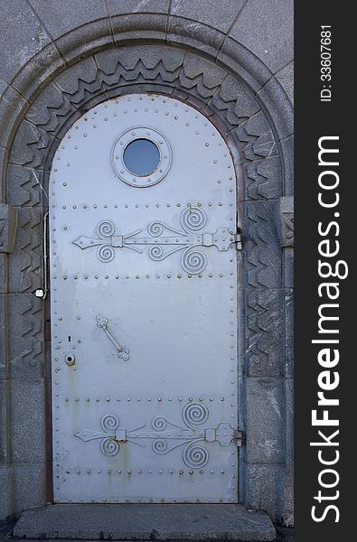 An old iron door in the style of northern romanticism